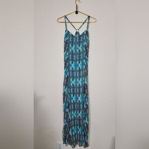 Romeo & Juliet Couture Teal Multicolor‎ Strappy Maxi Dress Womens Size Large